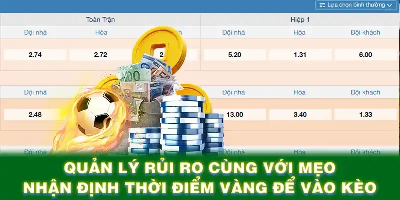 Quản lý rủi ro cùng với mẹo nhận định thời điểm vàng để vào kèo
